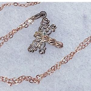 12K rose gold and sterling silver dragonfly necklace